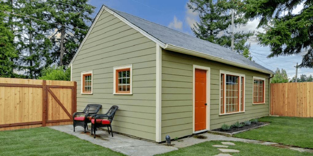 Illustration of an ADU in a garden